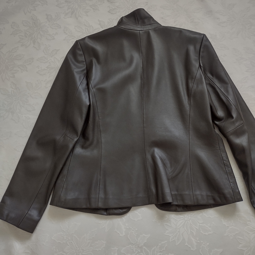 100% Leather Blazer Patch Pockets One Button - image 4